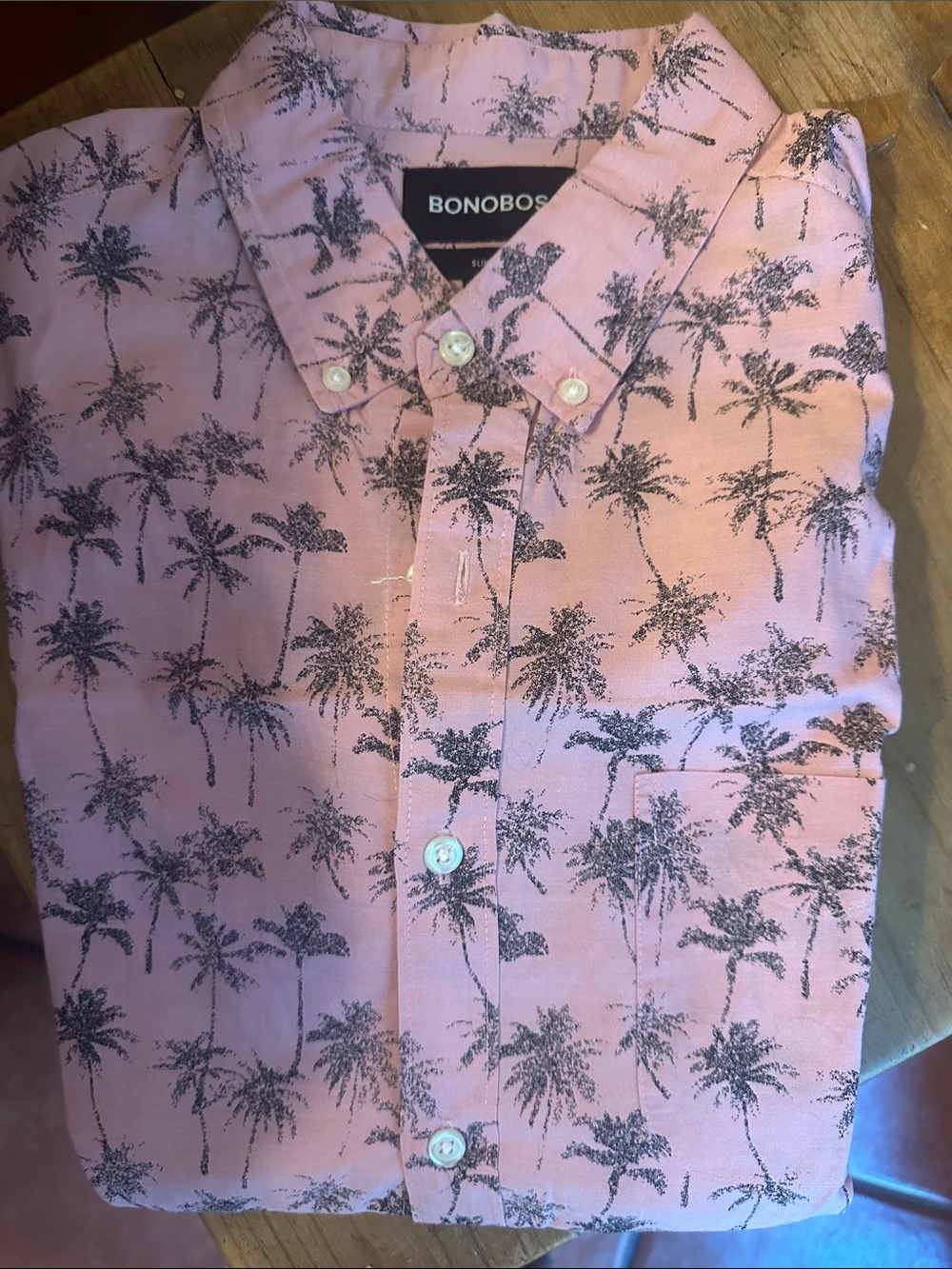 Bonobos Pink Palm-Print Short-Sleeve Button-Down Shirt